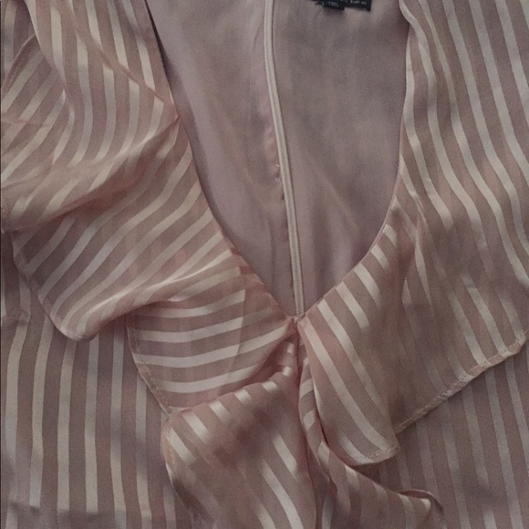 Bardot Foaty Frill Satin Pink Striped Dress Size 8 - Picture 4 of 4